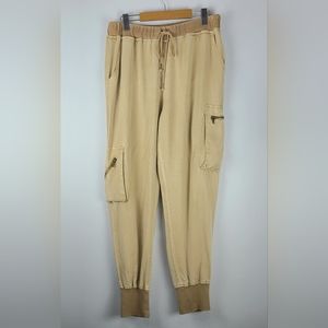 Young Fabulous and Broke women's tan lyocel cargo relaxed fit joggers, Sz M